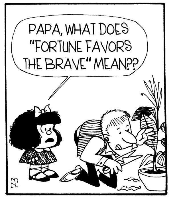 Una tira cómica de Mafalda: Uno.