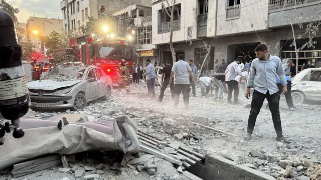 Uno de los lugares impactados por los ataques de Israel.